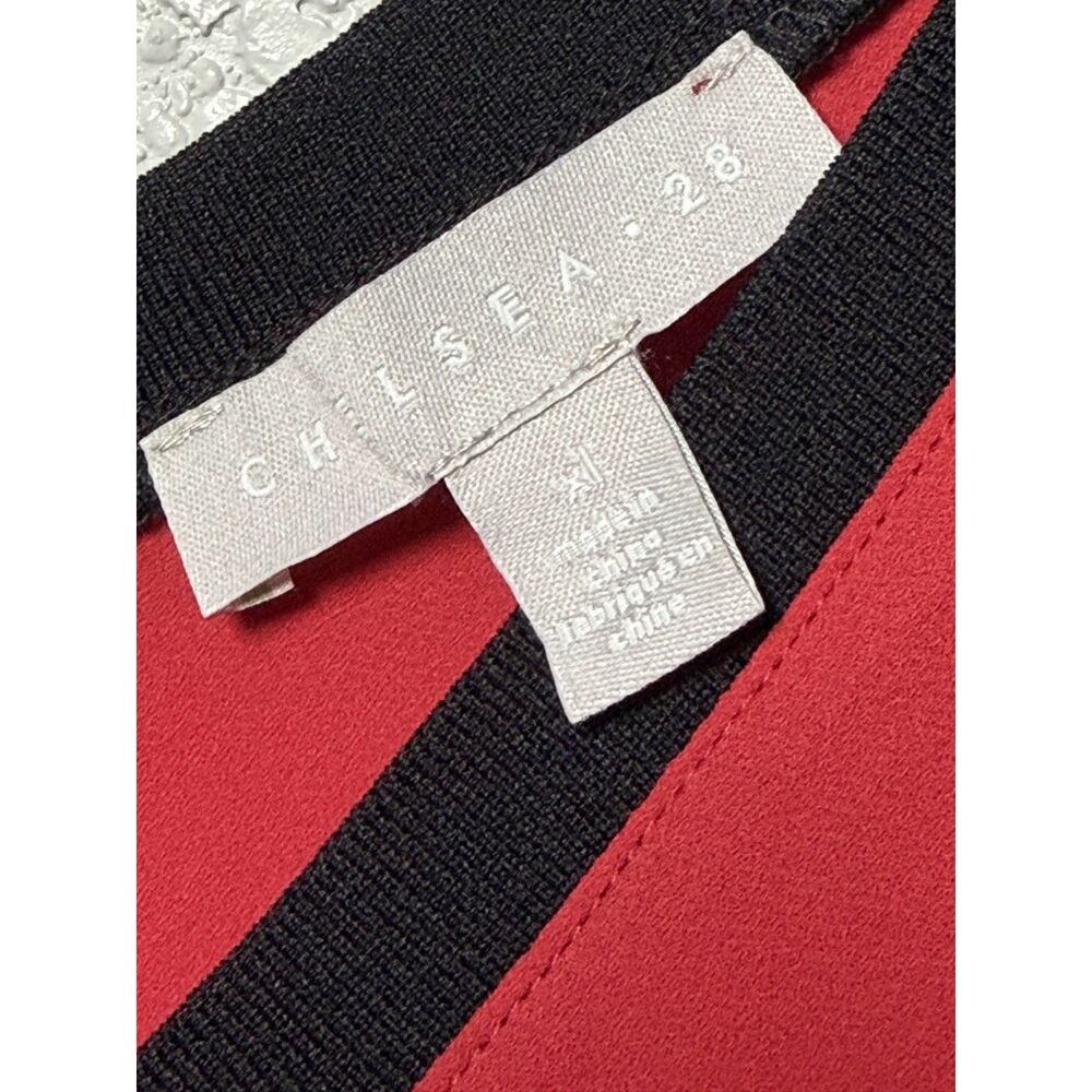 NWT Chelsea28 Nordstrom Tank Top Blouse XL Red Lipstick Black Contrast V Neck - Picture 4 of 9